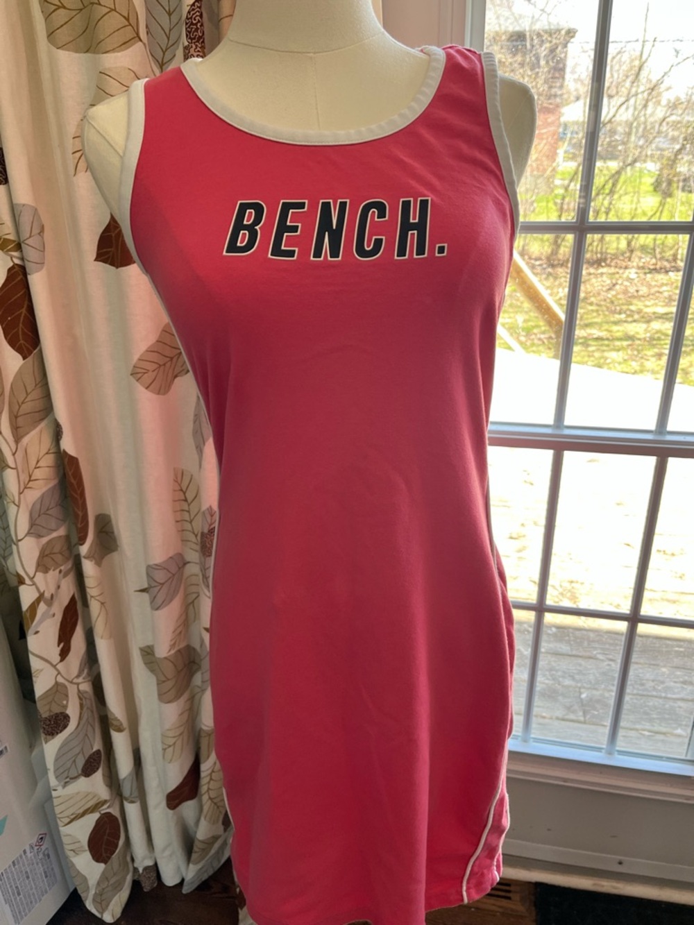 Bench Pink Sleeveless Tank Dress with White Trim, Beach, Hot Summer, Small